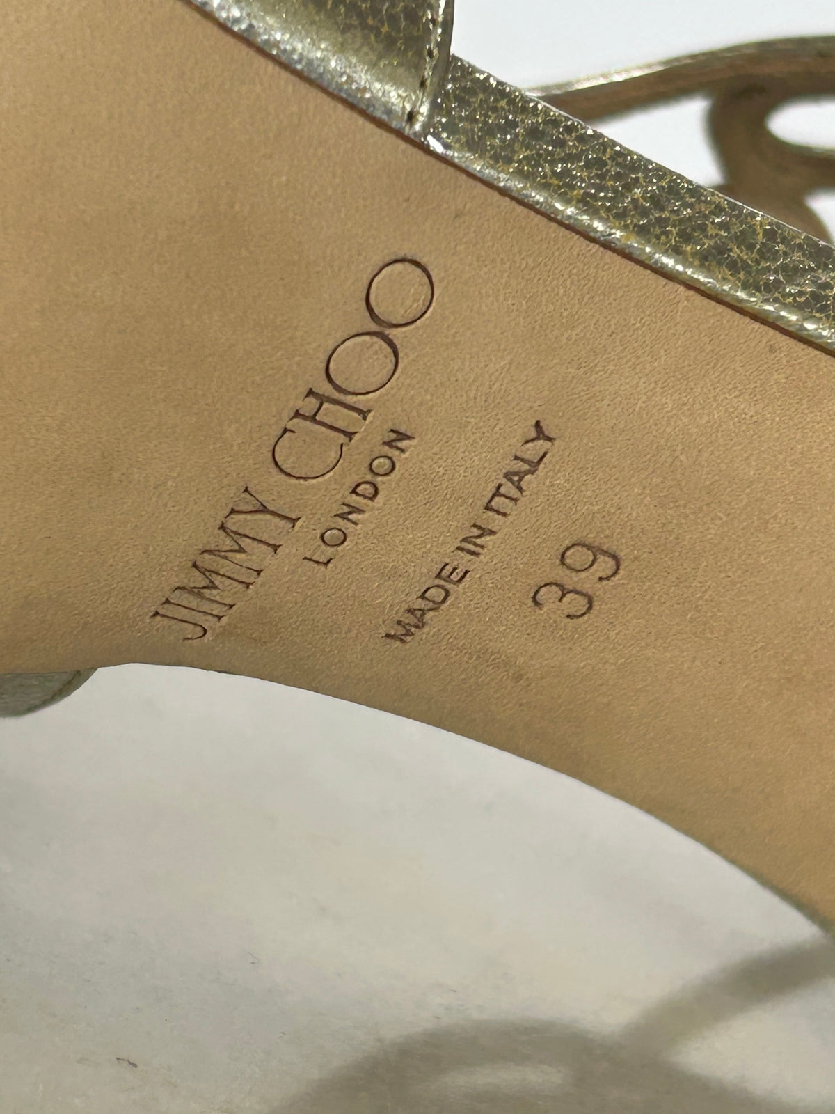 JIMMY CHOO - Lang Sandals in Champagne Sz 39