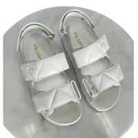 PRADA - White Padded Leather Sandals Sz 38.5