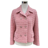 VERSACE - Double-Breasted Bouclé Tweed Jacket in Pink Sz IT 42