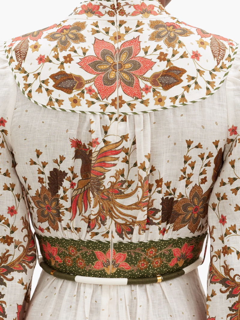 ZIMMERMANN - Empire Batik Floral Linen Dress Sz 3