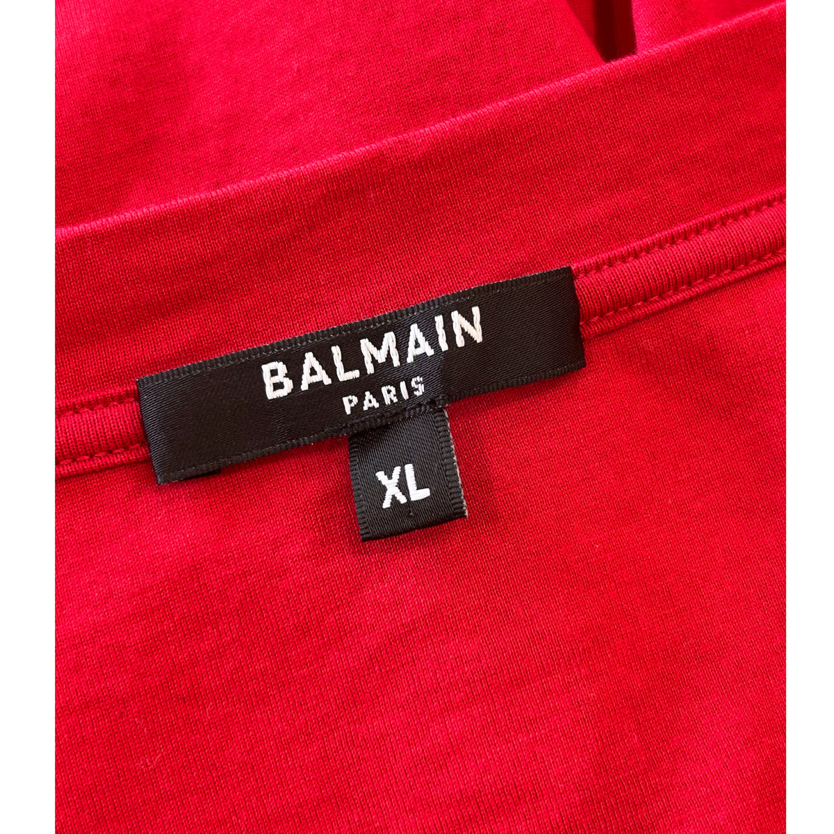 BALMAIN - Embroidered Logo Red T-Shirt Sz XL / Suit AUS M/L