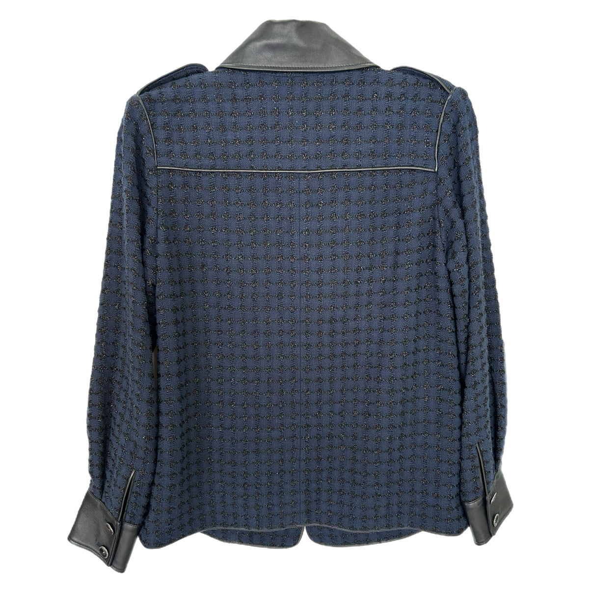 CHANEL - Navy & Black Houndstooth Jacket Sz 42