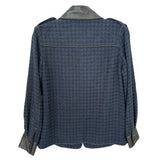 CHANEL - Navy & Black Houndstooth Jacket Sz 42