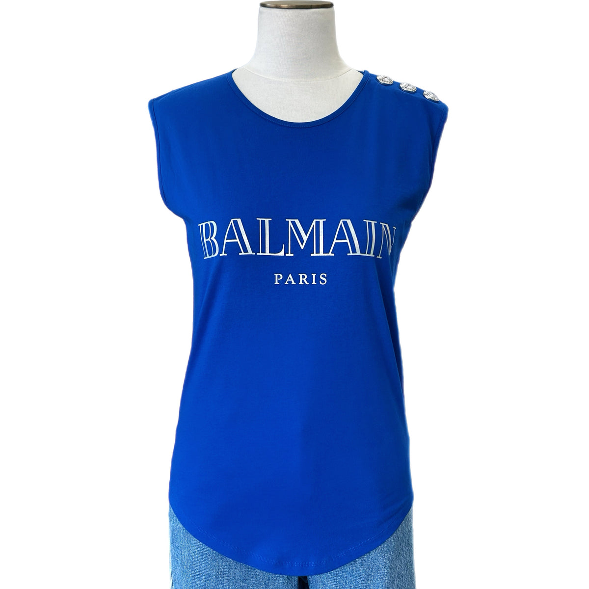 BALMAIN - Blue Logo Tank Top Sz 8-10