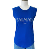 BALMAIN - Blue Logo Tank Top Sz 8-10