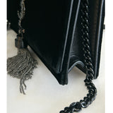 SAINT LAURENT - Kate Black Velvet & Crystal Tassel Bag