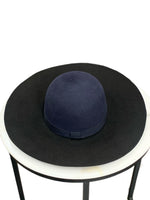 CHANEL - Black & Navy Lapin Wide Brim Hat