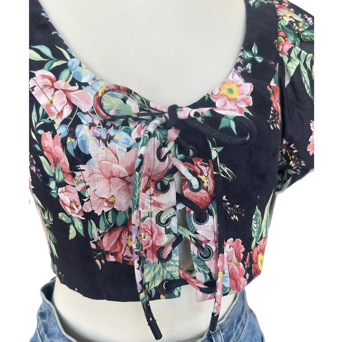 ZIMMERMANN - Bellitude Cropped Lace-Up Linen Top Sz 2