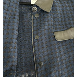 CHANEL - Navy & Black Houndstooth Jacket Sz 42