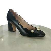 GUCCI - Pearl & Scalloped Edge Block Heels Sz 37.5 EU