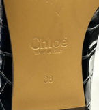 CHLOE - Black Croc C Loafers Sz 38