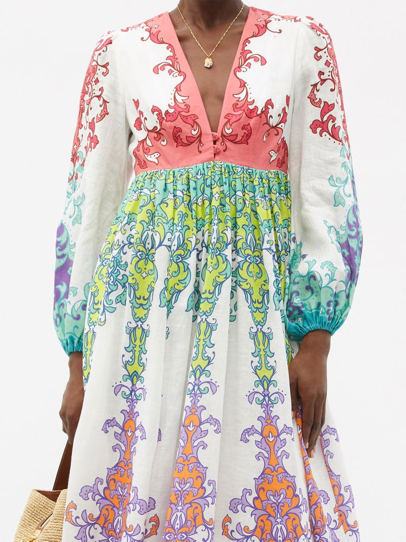 ZIMMERMANN - Nina Plunge Midi Dress - Sz 4