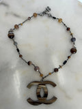 CHANEL - Multi-stone & Resin Oversized CC Pendant Necklace