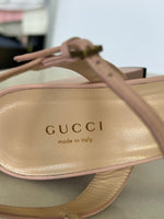 GUCCI - Pink Leather GG Marmont Block Sandals
Size EU 38