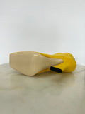 FENDI - Yellow Nubuck Leather Square Toe Ankle Boots Sz 38