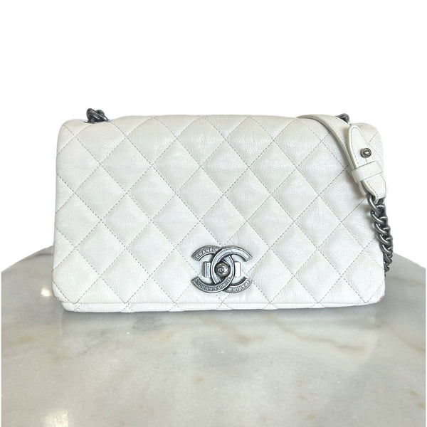 CHANEL - City Rock Leather Cream Flap Bag