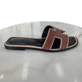 HERMÈS - Oran Sandals in Rose Nude & Rhinestone Sz 37