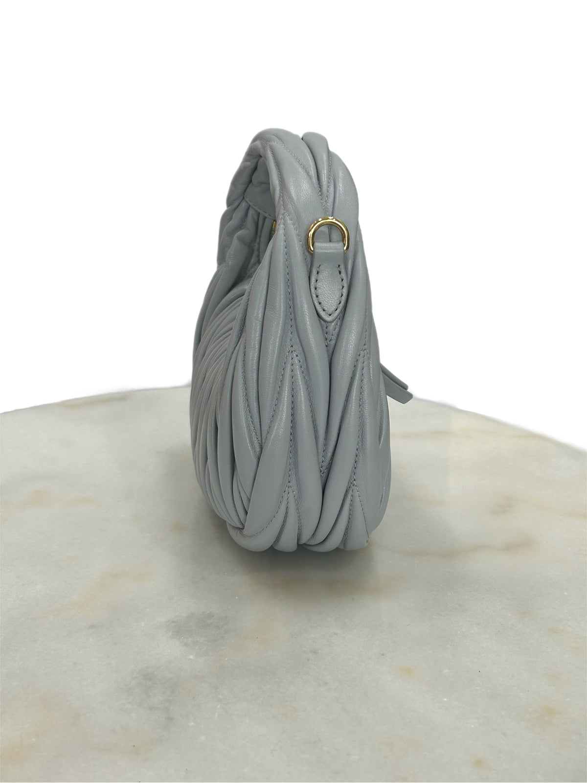 MIU MIU - Wander Matelassé Leather Hobo Mini-Bag - Pearl Grey