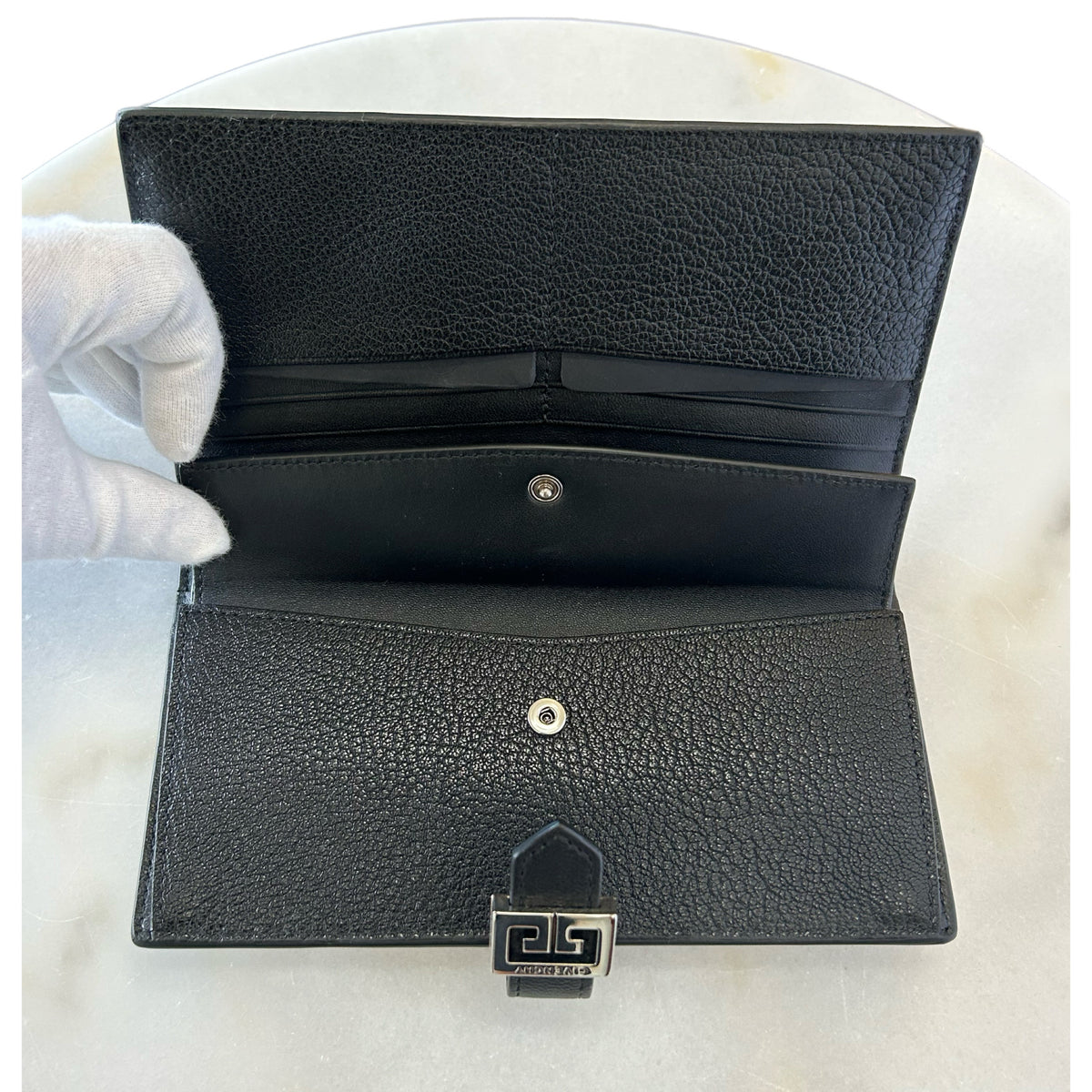 GIVENCHY - Long Bi-fold Black Leather Wallet