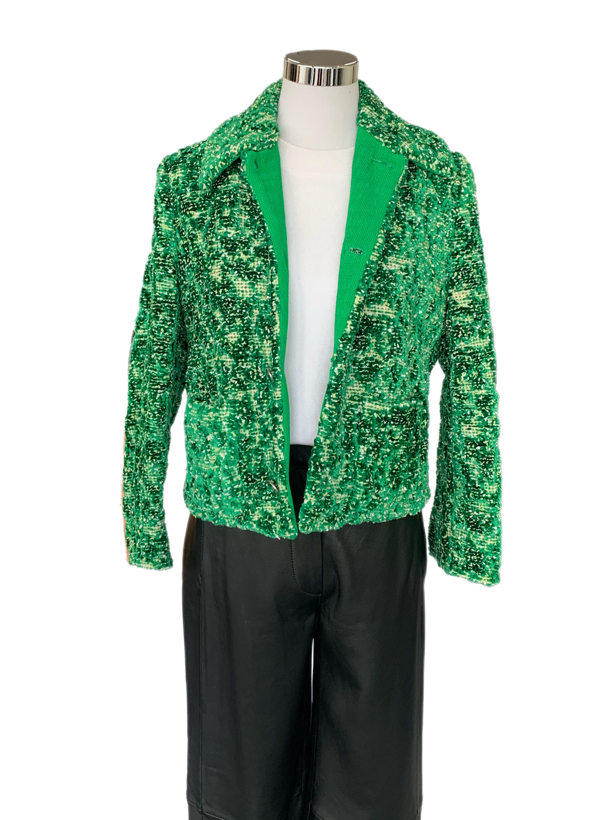 BOTTEGA VENETA - Abstract Chenille Boucle Green Jacket Sz 44