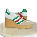 GUCCI x ADIDAS - Gazelle White Leather Wedge Sneakers Sz 39