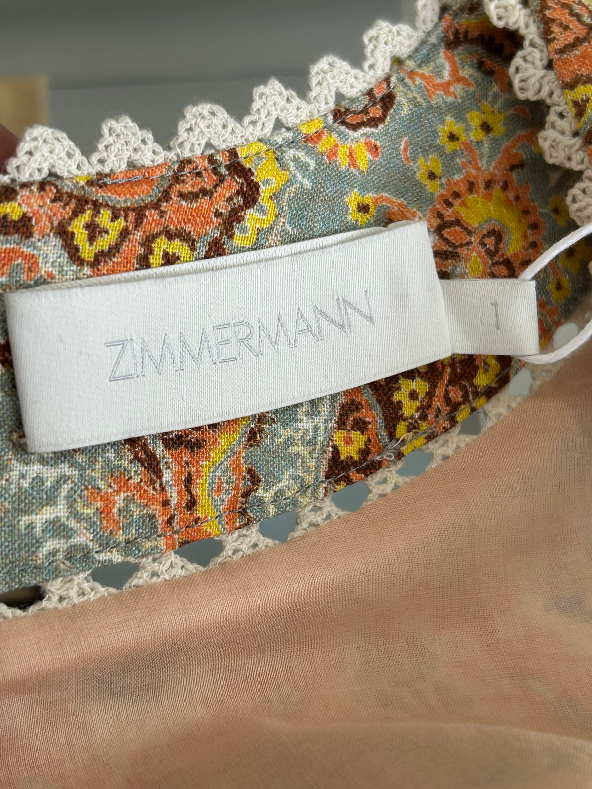 ZIMMERMANN - Devi Spliced Linen Mini Dress Sz 1