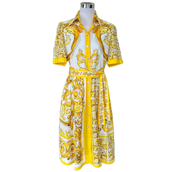 DOLCE & GABBANA - Majolica Print Poplin Shirt Dress Sz IT 44