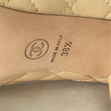 CHANEL - CC Quilted Leather Block Heels Sz 38.5