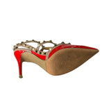 VALENTINO - Rockstud Ankle Strap Pumps Red Sz 37.5