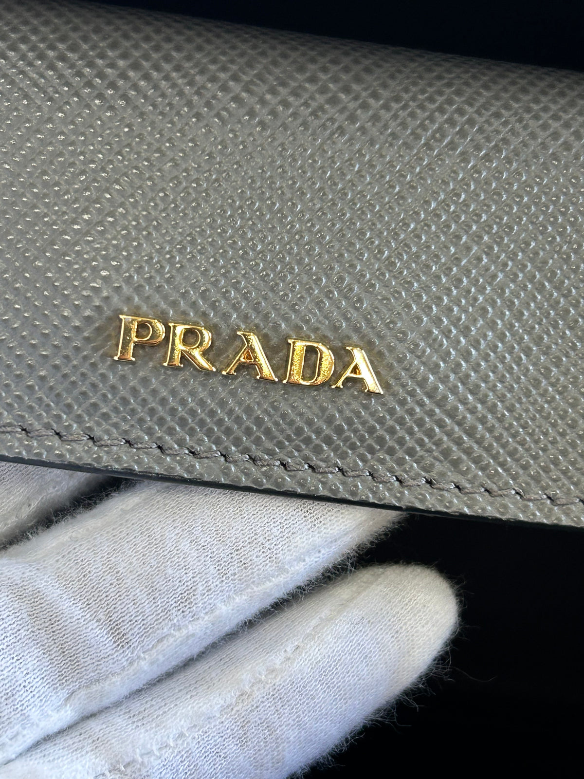 PRADA - Saffiano Double Bag / Grey & Burgundy