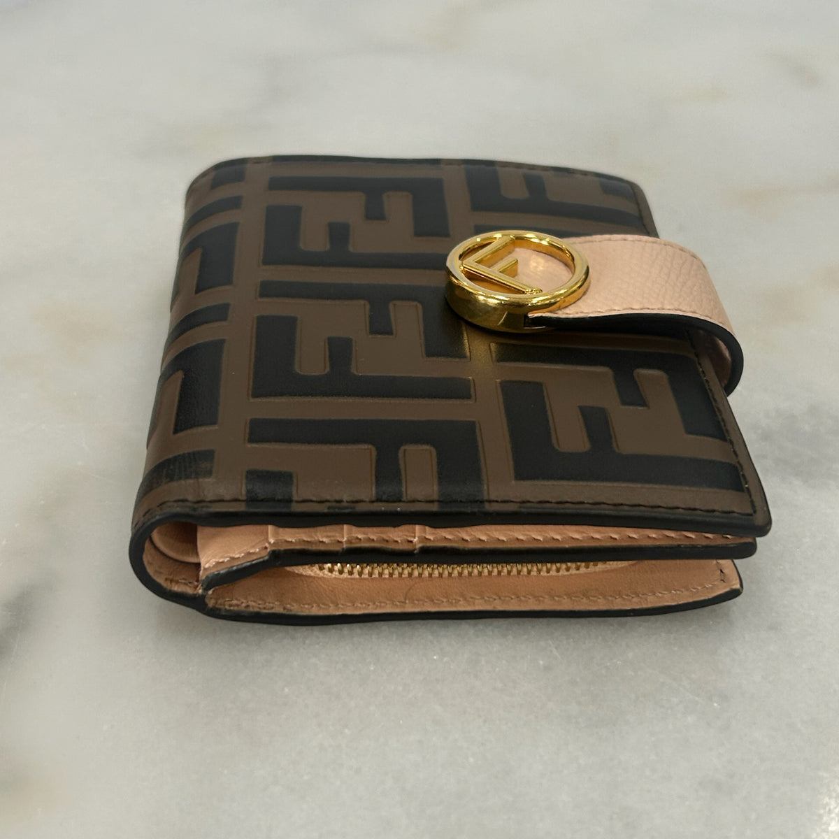 FENDI - FF Embossed Leather Compact Wallet