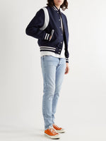 GOLDEN BEAR - Hayes Leather-Panelled Wool-Blend Bomber Jacket