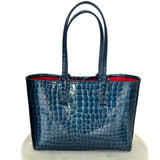 CHRISTIAN LOUBOUTIN - Blue Alligator Embossed Cabata Tote