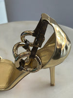 LOUIS VUITTON - Vedette Gold Sandal Sz 37