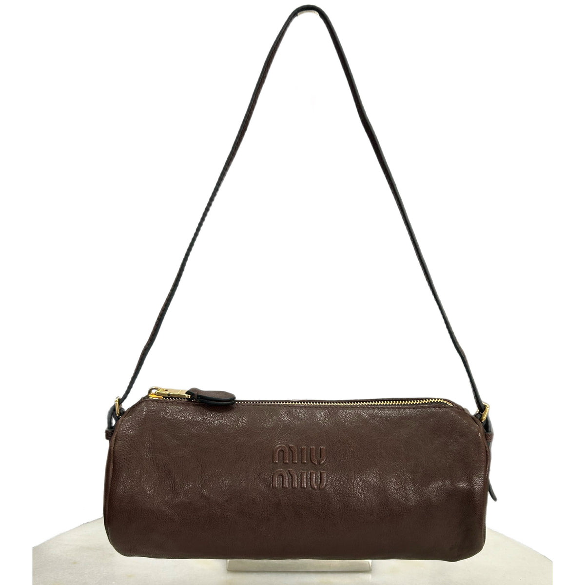 MIU MIU - Nappa Brown Leather Pouch Bag