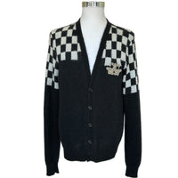 SAINT LAURENT - Black & White Mohair Blend Cardigan Sz L