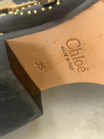 CHLOÉ - Susanna Studded Ankle Boots Black & Gold Sz 35