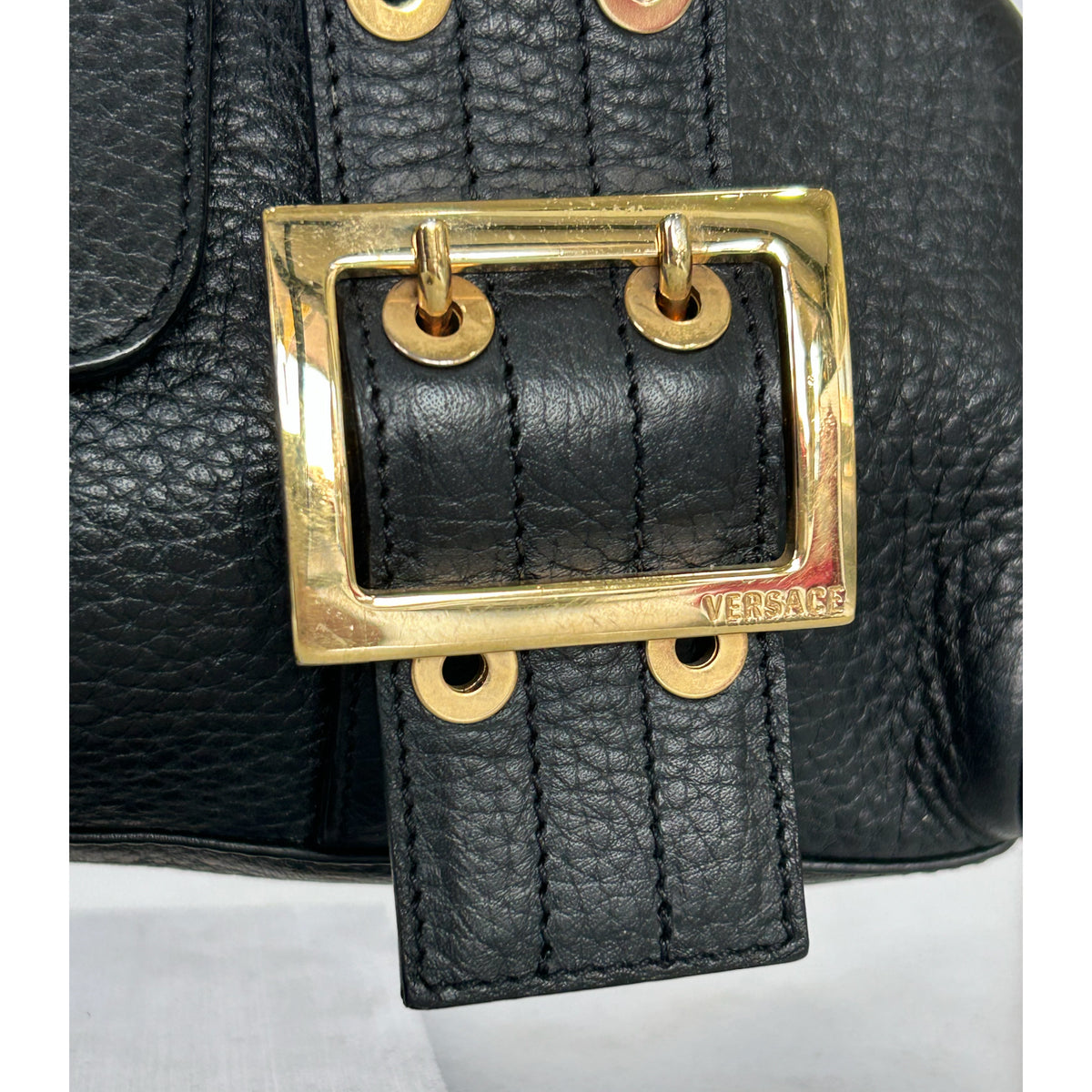 VERSACE - Black Leather  Shoulder Bag