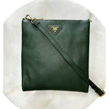 PRADA - Vitello Daino Leather Crossbody Bag - Deep Green