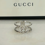 GUCCI - Interlocking GG Wide Silver Ring Sz 19