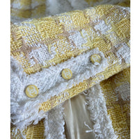 CHANEL - Yellow Tweed Houndstooth Jacket Sz 38