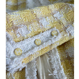CHANEL - Yellow Tweed Houndstooth Jacket Sz 38