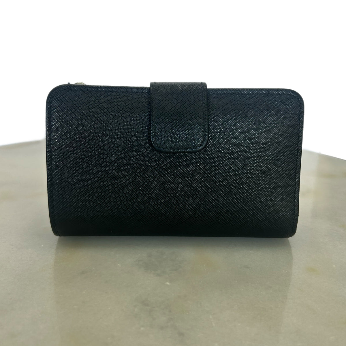 PRADA - Black Saffiano Compact Wallet