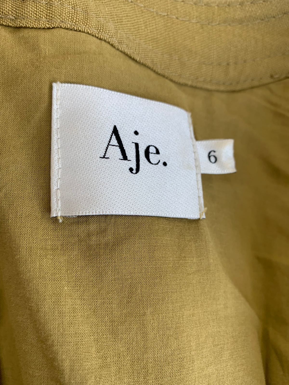 AJE - Evermore Puff Sleeve Dress in Olive Sz 6