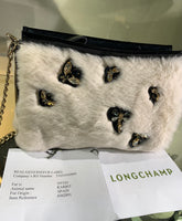 LONGCHAMP - Crystal Embellished Fur & Patent Leather Bag