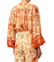 ZIMMERMANN - Junie Floral Puff-Sleeve Blouse & Linen Pants Set