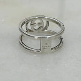 GUCCI - Interlocking GG Wide Silver Ring Sz 19