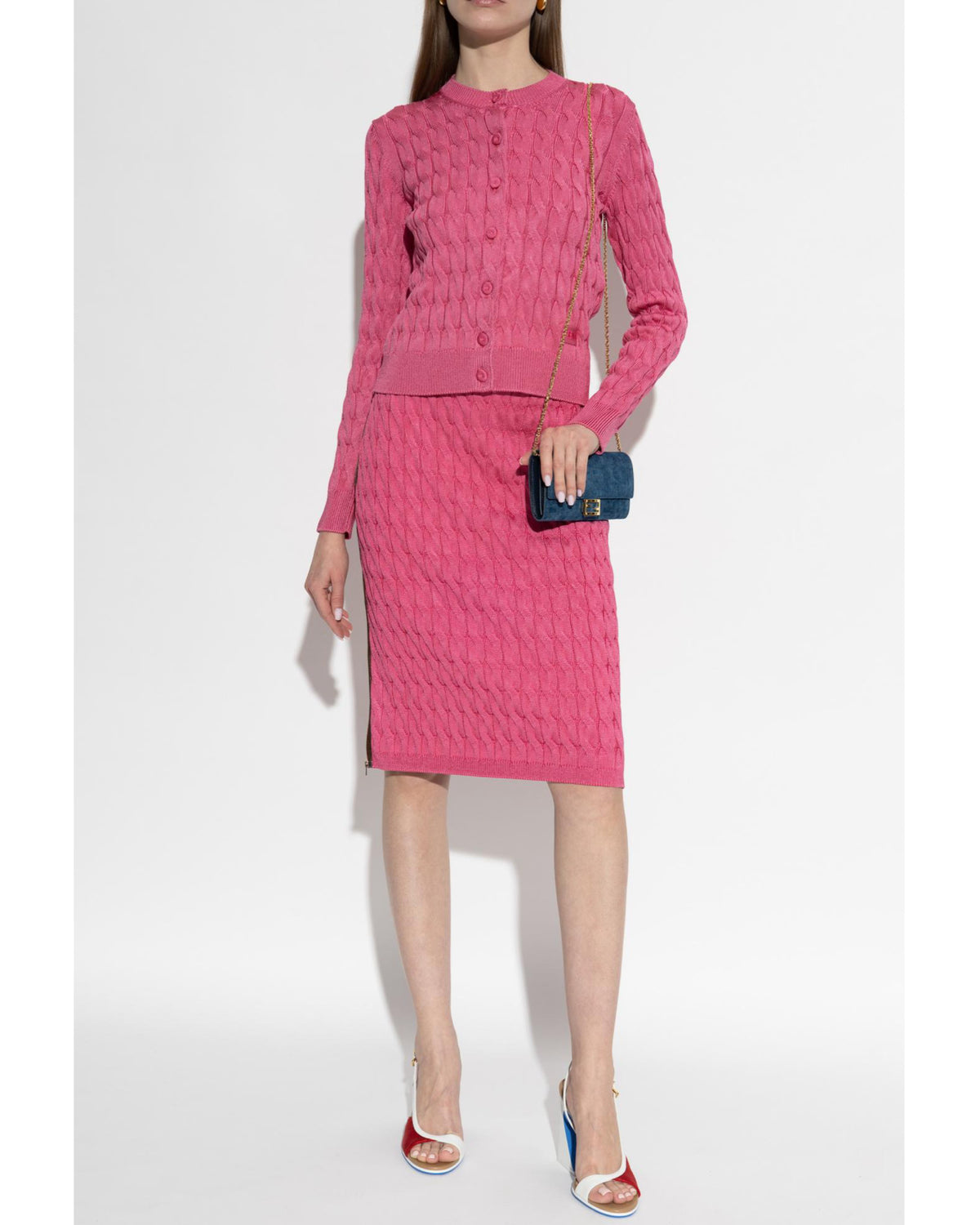 FENDI - *Current* Pink Cardigan & Skirt Set