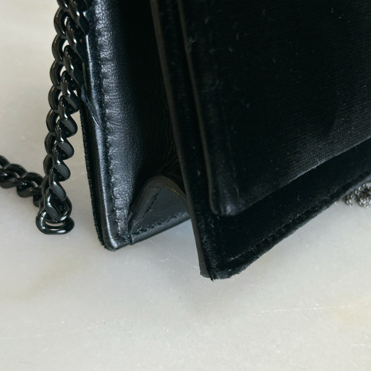 SAINT LAURENT - Kate Black Velvet & Crystal Tassel Bag