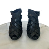 HERMÈS - Black Woven Leather Sandals Sz 38